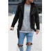 Street Fashion Men's Jacket Solid Color Lapel Zip Jacket