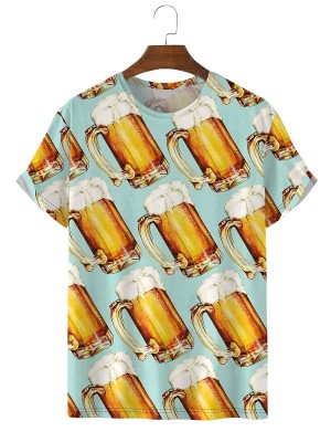 Men's Beer Casual Short Sleeve T-Shirt