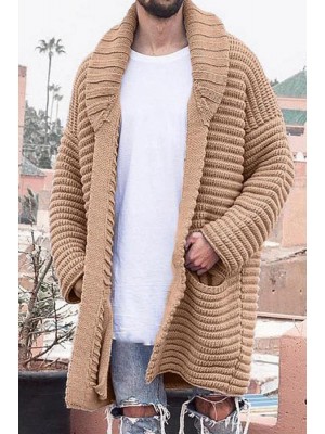 Men's Striped Pocket Knitted Cardigan